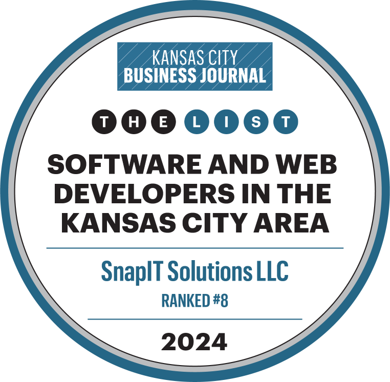 KC-Web-Dev-Badge-2024 KC Business Journal Badge for SnapIT Solutions #8 ranking for Software and Web Developers in the Kansas City Area